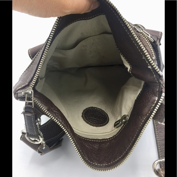 Roots Side Saddle Brown Leather Crossbody Bag - Picture 7 of 16